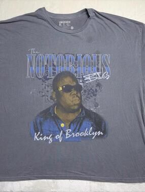 The Notorious B.I.G. King of Brooklyn Graphic T-Shirt Gray Mens Size 3XL Biggie